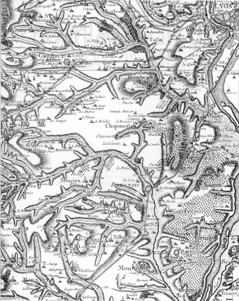 L'Ouest Lyonnais - Carte de Cassini - Fin XVIIIe